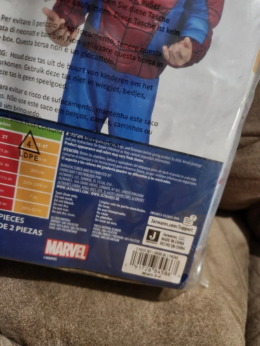 Marvel Spidey Amazing Friends Toddler Costume 3T 4T Spider-Man Jumpsuit Mask